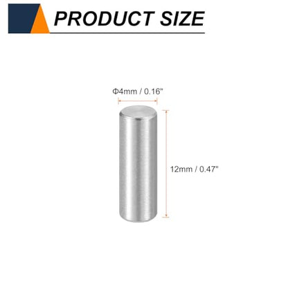 HARFINGTON 15pcs Dowel Pins M4(4mm) x 12mm 304 Stainless Steel Cylindrical Shelf Support Peg Pin Rod Fasten Elements for Metal Devices Wood Furniture DIY Installation, Silver - size: M4 x 12mm