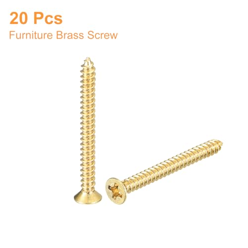 uxcell 20Pcs Brass Wood Screws, M3 x 30mm Phillips Flat Head Self Tapping Screw Woodworking Screw for Door Hinges, Wooden Furniture, Home Appliances - size: M3 x 30mm