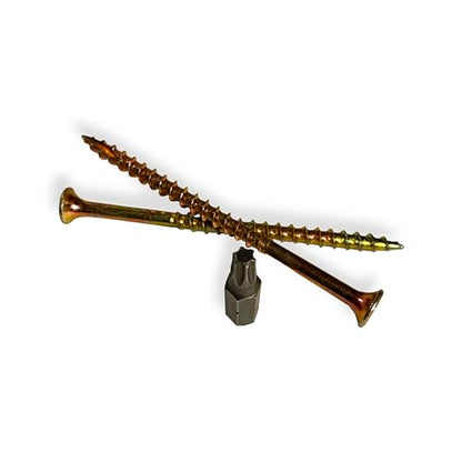 #9 x 3 Wood Construction Screws – Zinc Yellow Coated, Self-Drilling Point, Bugle Head, Torx Drive – Heavy-Duty Framing & Carpentry Screws – 250 Count - size: #9 x 3" (250 pcs)