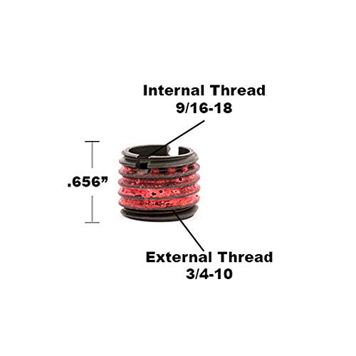 E-Z LOK Thread Insert, 0.5625-18 Internal, 0.75-10 External, 5 ct - style: 9/16-18 Internal Threads, 3/4-10 External Threads, 0.656 Length