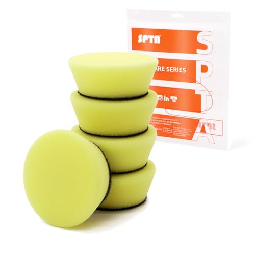 SPTA Yellow T80 Mini High-Cut Foam Polishing Pad, 5Pcs 2inch/50mm Sponge Polishing Buffing Pads, Car Foam Detail Polishing Pad Kit for Car Detail Polishing, Small Area Polishing -FPBFS2Y - color: 5Pcs Yellow T80 High-Cut Pad, size: 2 Inch (50mm)