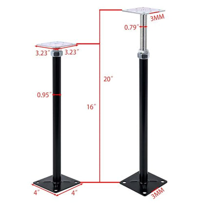 2-Pack Adjustable House Jack for The Floor, Adjustable Supports, Post 16" to 20" - size: 16-20 inch