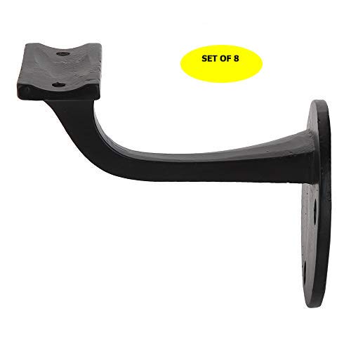 A29 Cast Iron Handrail Brackets, Set of 8, Heavy Duty, Black Powder Coat - size: Set of 8