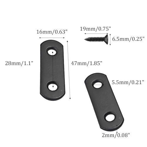16Pcs Stainless Steel Flat Straight Brace Mending Joining Repair Plates Bracket with Screws for Wood Board Bed Frame Furniture (1.86" x 0.6") - size: 1.86" x 0.6"