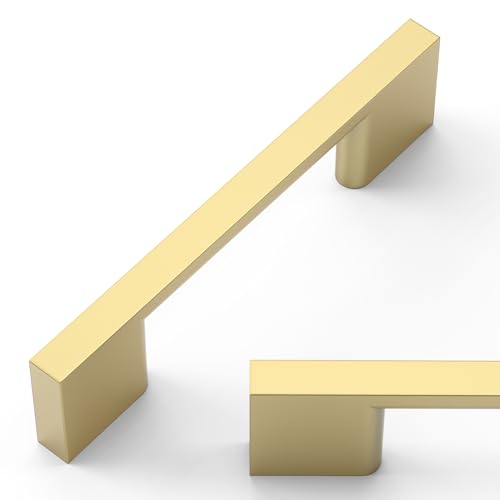 Amerdeco 10 Pack Brushed Gold Cabinet Pulls 3" - color: Brushed Gold, size: 3" hole center