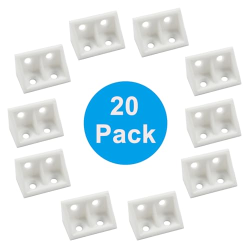 20 Pcs 0.7" White Right Angle Bracket, Plastic L Brackets - style: with Screws