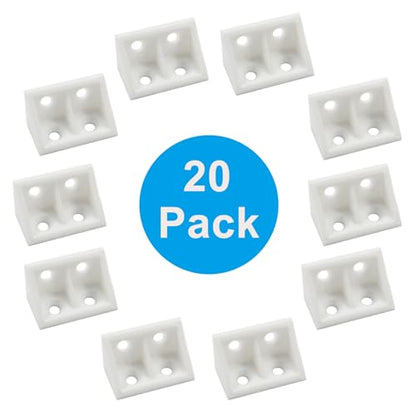 20 Pcs 0.7" White Right Angle Bracket, Plastic L Brackets - style: with Screws