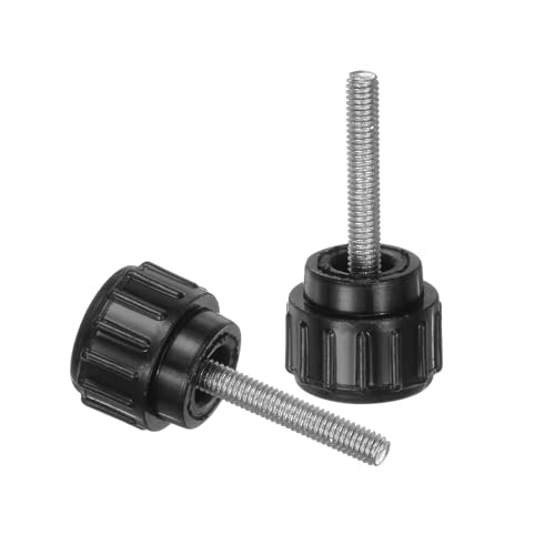 uxcell 12pcs Knurled Clamping Knobs M3 x 16mm Metric Zinc Plated Carbon Steel Male Thread Thumb Screw on Type 14mm Plastic Round Head Threaded Hand Bolt Stud Knobs Black - size: M3 x 16mm x 14mm