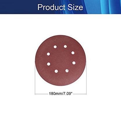 10PCS 7-inch 8 Hole Hook Loop Sanding Disc 120 Grit Round Sanding Discs Aluminum Oxide Sandpaper for Random Orbital Sander and Belt Disc Sander - style: 120 Grit / 7 inch