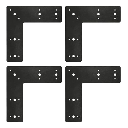 4 PCS L Flat Brackets for 4x4 Lumber, Carbon Steel Corner Brace - size: Fit 4x4 Lumber (15 holes)