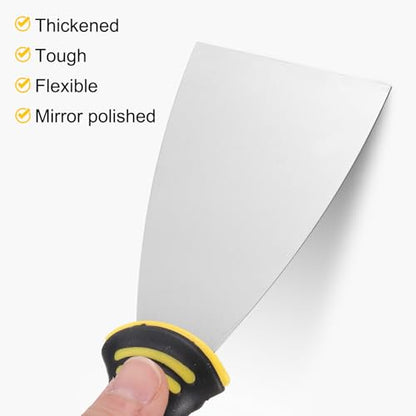 uxcell Putty Knife 1" High Carbon Steel Paint Scraper Flexible Drywall Repair Mud Knife for Removing Cement Wallpaper Mud Adhesive Taping with Metal Hammer End - size: 1"