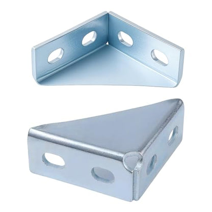 90 Degree Gusseted Fitting for 1-5/8" Strut Channel,4 Hole Heavy Duty Steel Right Angle Connector Brackets for 1 /2" Bolt, 5 mm Thick ，Unistrut Hardware(4 Pack) ﻿ - size: (4 Pack)