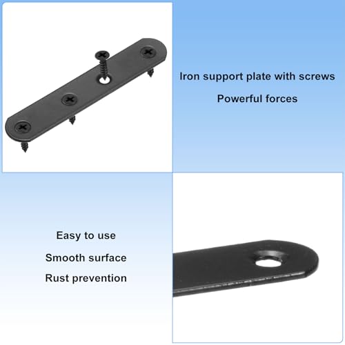 M METERXITY 10-Pack Flat Straight Brackets 3.74x0.71in, Black - color: Black, size: 95mm