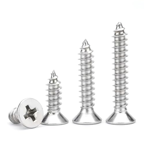 M2 x 12mm Flat Head Wood Self Tapping,Sheet Metal Screws,Phillips Drive Countersunk Wood Screws,304 Stainless Steel （A2-70,GB846,Plain Finish，100 Pcs - size: M2 x 12mm（100 Pcs）
