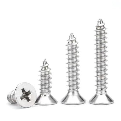M2.2 x 6mm Flat Head Wood Self Tapping,Sheet Metal Screws,Phillips Drive Countersunk Wood Screws,304 Stainless Steel （A2-70,GB846,Plain Finish，100 Pcs - size: M2.2 x 6mm（100 Pcs）