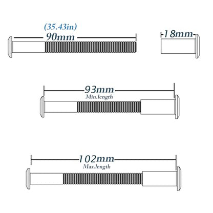 10pcs M6 Furniture Joint Connector Bolt & Cap Nut Kit 90MM - size: 90mm (10pcs)