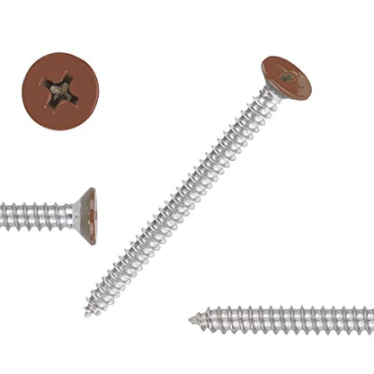 Brown Head 100 PCS #6X1 Stainless Steel Phillips Flat Head Wood Screws,Stainless Steel 18-8 A2(304) Screw,Home Screw Kit by QISHENG - color: Brown, size: #6X1"