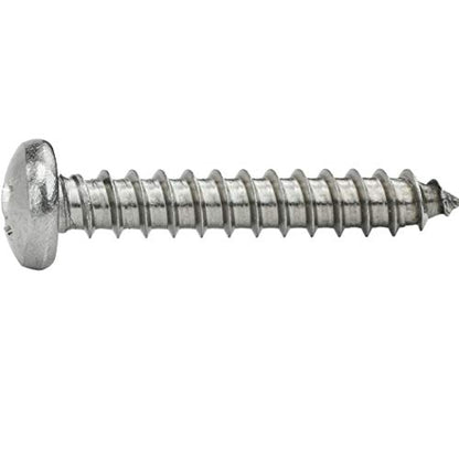 #1 x 5/16" Pan Head Sheet Metal Screws, Stainless Steel 18-8, Full Thread, Bright Finish, Self-Tapping, Quantity 25 By Fastenere