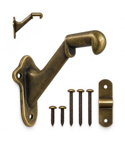 Stair Handrail Brackets Wooden Railing Support Antique Brass, 3 Pack | HOWTOOL - color: Antique Brass