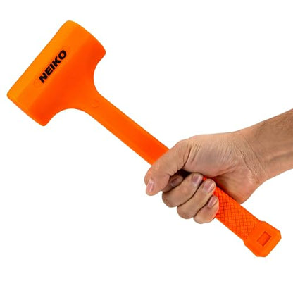NEIKO 02843A Dead Blow Hammer, 1.5 Pounds, Neon Orange Deadblow Hammers, Mallet, Spark and Rebound Resistant, Unibody Molded, Soft Blow Rubber, Checkered Grip, Steel Shot and Core - size: 1.5 Pound, style: Dead Blow