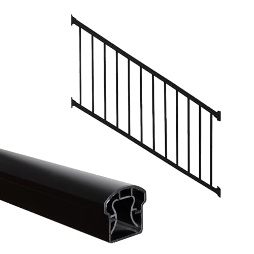 Weatherables 36 in. H x 6 ft. W Stanford Stair Railing Kit – Aluminum Porch & Deck Railing Kit with Black Powder-Coated Finish, Adjustable Outdoor Hand Rail Kit - size: 36 in. Height, style: 6 ft. Stair
