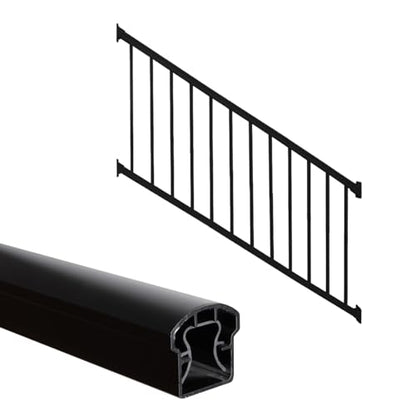 Weatherables 36 in. H x 6 ft. W Stanford Stair Railing Kit – Aluminum Porch & Deck Railing Kit with Black Powder-Coated Finish, Adjustable Outdoor Hand Rail Kit - size: 36 in. Height, style: 6 ft. Stair