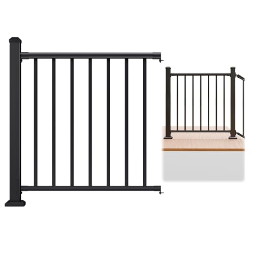 Egadis 1 Pack 36 in x 3 ft Modular Aluminum Porch and Deck Railing Kit - color: Level 3ft - 1Panel 1Post