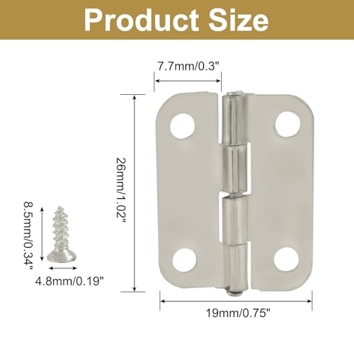 Murtenze 24Pcs Butt Hinge, 1" x 3/4", Silver - color: Silver, size: 1 Inch - 24PCS