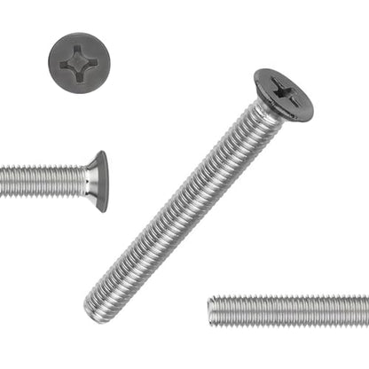 QISHENG 100 PCS Black Head #6-32X1 Stainless Steel Phillips Flat Head Machine Screws,DIY,Repair,Install Furniture and Electrical Appliances Screws,Stainless Steel 18-8 A2(304) Screw - color: Black, size: #6-32X1"