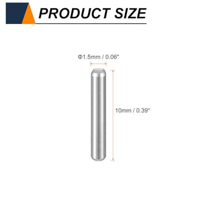 HARFINGTON 50pcs Dowel Pins M1.5(1.5mm) x 10mm 304 Stainless Steel Cylindrical Shelf Support Peg Pin Rod Fasten Elements for Metal Devices Wood Furniture DIY Installation, Silver - size: M1.5 x 10mm