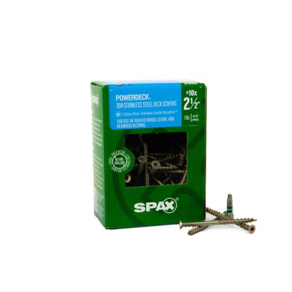 #10 x 2-1/2" SPAX Stainless Steel Wood Screws Exterior Deck (83 pcs) Star Drive Rust Corrosion Resistant Bulk Pail PowerDeck Heavy Duty - size: #10 x 2-1/2"