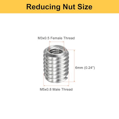 HARFINGTON 20pcs Thread Repair Inserts M5 x 0.8 Male to M3 x 0.5 Female Thread 6mm Long Stainless Steel Reducing Nuts Metric Self Tapping Sleeves Threaded Reducer Industrial Fasteners - size: M5 x 0.8 Male to M3 x 0.5 Female x 6mm