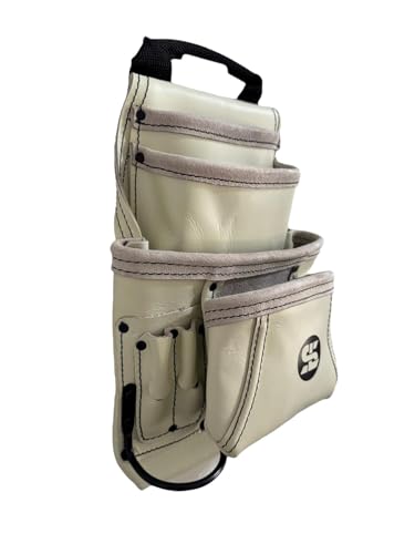 Supreme Leather Grain Leather Tool Pouch Bag | Black | Carpenter, Construction, Framers, Handyman | 100% Leather (SL 2200 2HH WHITE) - color: SL 2200 2HH WHITE