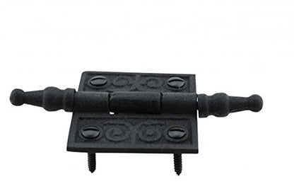 Renovators Supply Manufacturing Cabinet Door Hinge 2 in. Black Wrought Iron Butt Hinge Victorian Steeple Tip Flush Mount Hinges with Hardware, Pack of 6 - size: 2 inches - Pack of 6