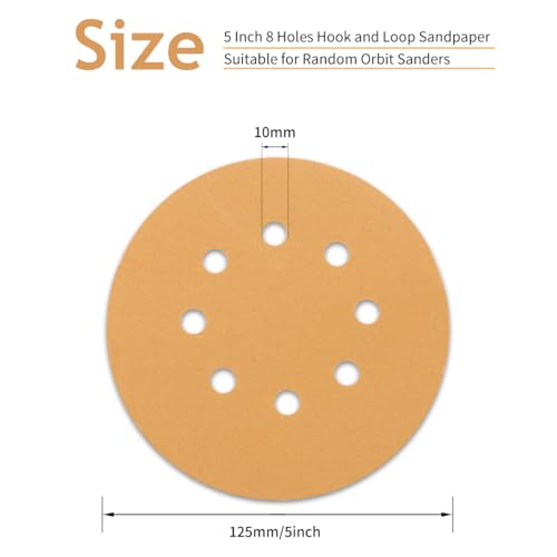 50 PCS 180 Grit 5 Inch 8 Hole Sanding Discs - style: 180 Grit,50-Pack