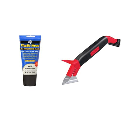 DAP Plastic Wood Filler 6 Oz & ALLWAY 3-in-1 Caulk Tool for Removal, Application & Smoothing