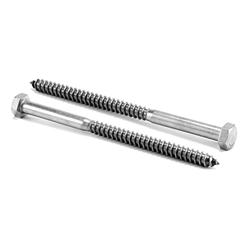 1/2" x 5" Hex Head Lag Screws Bolts 20Pcs 304 Stainless Steel 18-8, Partial Thread, Hexagon Head Wood Screws by SG TZH - size: 1/2-13 x 5"