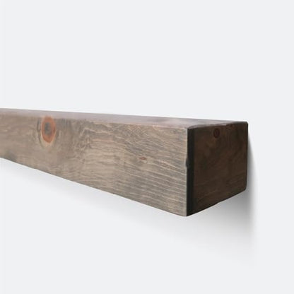 Fireplace Mantel, Rustic, Shelf, Floating Mantle, Real Wood, Beam, URBANDI (Grey, 36Lx6Hx8D) - color: Grey, size: 36Lx6Hx8D