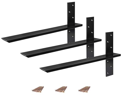 (3-Pack) Free Hanging T Shelf Bracket, Solid Heavy Duty Floating Bracket - size: 18 Inch