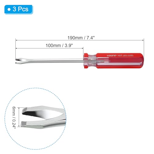 PATIKIL Upholstery Staple Remover, 3Pcs 4" V Straight Construction Staple Puller Staple Nail Tack Tool for Furniture Wooden Floor Photo Frame, Red