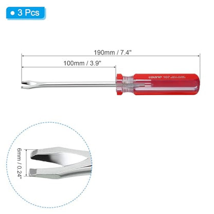 PATIKIL Upholstery Staple Remover, 3Pcs 4" V Straight Construction Staple Puller Staple Nail Tack Tool for Furniture Wooden Floor Photo Frame, Red