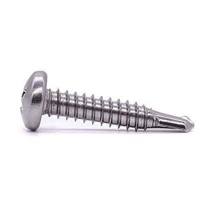 #10 x 1 Pan Head Self Drilling Screws, Phillips Drive, 410 Stainless Steel Sheet Metal Screws,Self Tapping, Dovetail, Pack of 100 - size: #10 x 1"