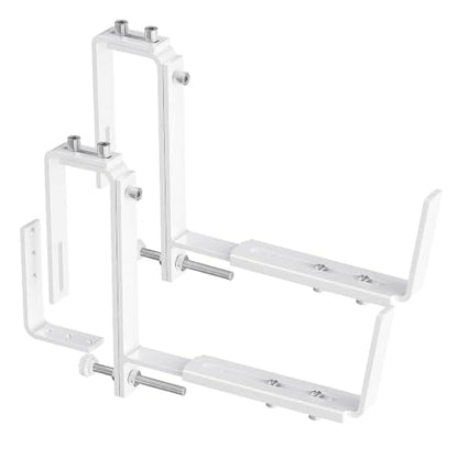 Y&M 2 Pack Window Box Brackets, Adjustable Railing Planter Box Brackets - size: 2p White