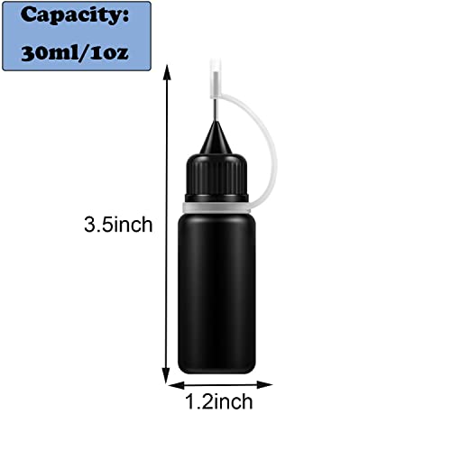 6 Pcs 1 Ounce Black Needle Glue Bottle,