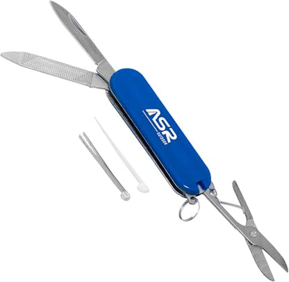 ASR Outdoor Mini EDC Small Pocket Knife Multi Tool - LOGO (Blue) - color: Blue