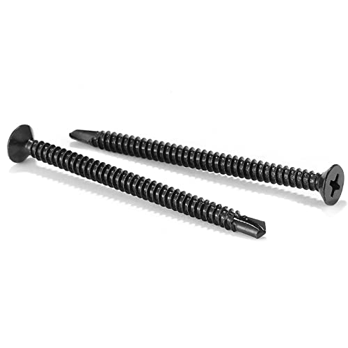 #10 x 2-3/4" Sheet Metal Screws 100Pcs 410 Stainless Steel Flat Head Fast Self Tapping Screws Black Oxide by SG TZH - size: #10 x 2-3/4"