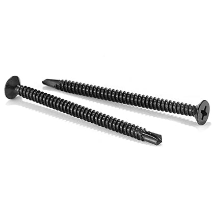 #10 x 2-3/4" Sheet Metal Screws 100Pcs 410 Stainless Steel Flat Head Fast Self Tapping Screws Black Oxide by SG TZH - size: #10 x 2-3/4"
