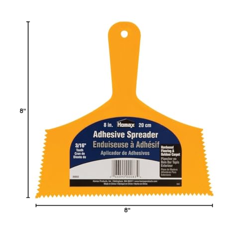 Homax Adhesive Spreader, 8", 3/16" Tooth, Hardwood Flooring Spreader,Orange - size: 8 inch, style: 3/16" Tooth