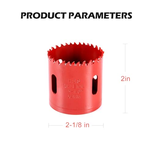 2-1/8"(54MM) Bi-Metal M42 Hole Saw with 8% Cobalt– Deep Cut 2" Depth HSS Hole Cutter for Wood, Plastic, Drywall, Metal Sheet & Hardened Stainless Steel(Without Arbor) - size: M42 2-1/8 in