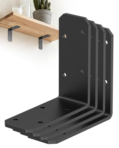 3"x3" L Brackets, 90 Degree Angle Iron, Black-4 Pcs - color: Black-4 Pcs